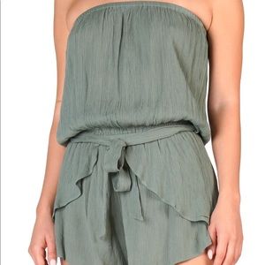 Elan Strapless Romper in Olive